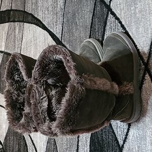 UGG CLASSIC TALL SHEEPSKIN TRIM CHOCOLATE BOOTS